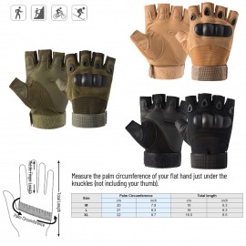 Fingerless Gloves with Hard Knuckle Anti-Slip Adjustable Half Finger Sports Gloves for Fitness Climbing Hiking Cycling