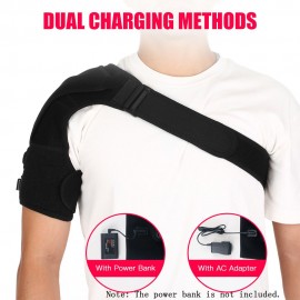 Portable Massaging Heated Shoulder Wrap Brace Heating Infrared Pad Strap Shoulder Sleeve with UK/US/EU Adapter