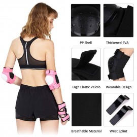 6Pcs/Set 2 Wrist Guards + 2 Elbow Pads + 2 Knee Pads Thicken Shell Impact Resistance All-around Protection for Children Adults Outdoor Sports