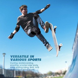 6Pcs/Set 2 Wrist Guards + 2 Elbow Pads + 2 Knee Pads Thicken Shell Impact Resistance All-around Protection for Children Adults Outdoor Sports