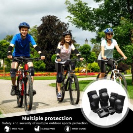 6Pcs/Set 2 Wrist Guards + 2 Elbow Pads + 2 Knee Pads Thicken Shell Impact Resistance All-around Protection for Children Adults Outdoor Sports