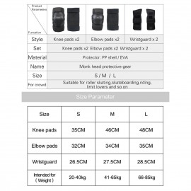 6Pcs/Set 2 Wrist Guards + 2 Elbow Pads + 2 Knee Pads Thicken Shell Impact Resistance All-around Protection for Children Adults Outdoor Sports